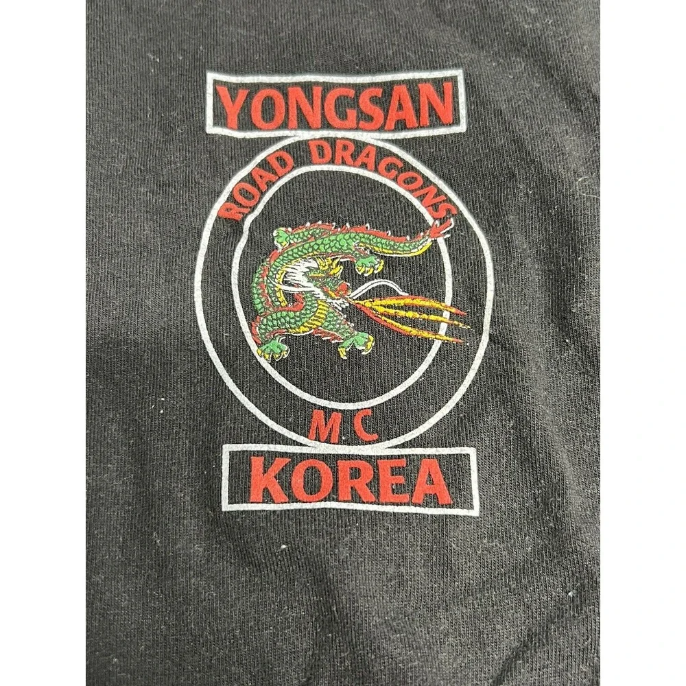 Vintage Road Dragons MC T-Shirt Yongsan Korea Motorcycle Club Pocket Tee XL‎